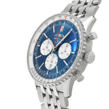 Breitling Navitimer B01 Chronograph 46 Blue Dial Silver Steel Strap Watch for Men - AB0137211C1A1