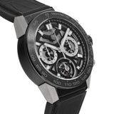 Tag Heuer Carrera Chronograph Tourbillion Black Dial Black Leather Strap Watch for Men - CAR5A8Y.FC6377