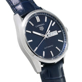 Tag Heuer Carrera Day Date Blue Dial Blue Leather Strap Watch for Men - WBN2012.FC6502