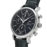 IWC Portofino Chronograph Black Dial Black Leather Strap Watch for Men - IW391029