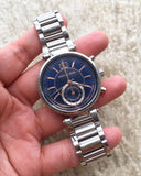 Michael Kors Sawyer Navy Blue Dial Silver Steel Strap Watch for Women - MK6224