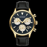 Movado Heritage Chronograph Calendoplan Blue Dial Black Leather Strap Watch for Men - 3650006