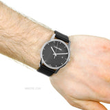 Calvin Klein City Quartz Black Dial Black Leather Strap Watch for Men - K2G2G1C1