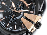 Diesel Mega Chief Black Dial Black Steel Strap Watch For Men - DZ4309