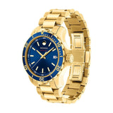 Movado Series 800 Blue Dial Gold Steel Strap Watch For Men - 2600144