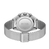 Hugo Boss Admiral Black Dial Silver Mesh Bracelet Watch for Men - 1513904