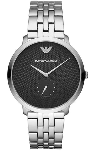 Emporio Armani Classic Quartz Black Dial Silver Steel Strap Watch For Men - AR11161