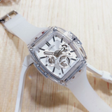 Guess Phoenix Multi Function Silver Dial White Rubber Strap Watch for Men - GW0203G1