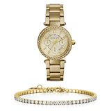 Michael Kors Parker White Dial Gold Steel Strap Watch for Women - MK6056