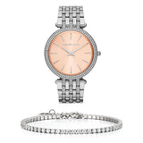 Michael Kors Darci Orange Dial Silver Stainless Steel Strap Watch for Women - MK3218