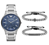 Emporio Armani Renato Automatic Blue Dial Silver Steel Strap Watch For Men - AR60037