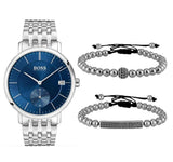 Hugo Boss Corporal Blue Dial Silver Steel Strap Watch for Men - 1513642