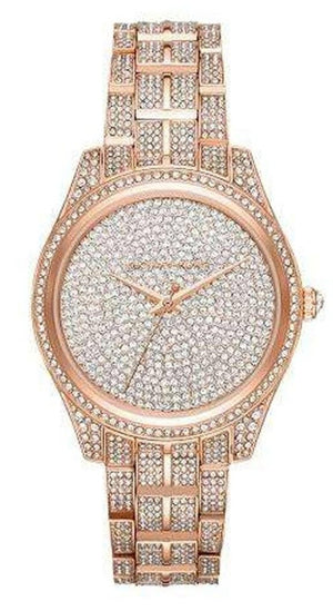 Michael Kors Lauryn Crystals Rose Gold Dial Rose Gold Steel Strap Watch For Women - MK3931