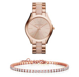 Michael Kors Slim Runway Rose Gold Dial Two Tone Steel Strap Watch for Women - MK4294