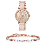 Michael Kors Parker Pink Dial Pink Steel Strap Watch for Women - MK6176