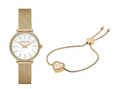 Michael Kors Pyper Quartz Mother of Pearl White Dial Gold Mesh Bracelet Watch For Women - MK4619