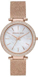 Michael Kors Darci Quartz Mother of Pearl White Dial Rose Gold Mesh Bracelet Watch For Women - MK4519