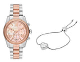 Michael Kors Lexington Chronograph Rose Gold Dial Two Tone Steel Strap Watch For Women - MK7219