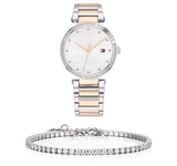 Tommy Hilfiger Lynn Quartz White Dial Two Tone Steel Strap Watch For Women - 1782236