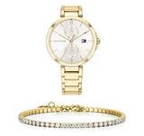 Tommy Hilfiger Angela White Dial Gold Steel Strap Watch for Women - 1782128