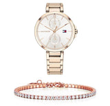 Tommy Hilfiger Angela Quartz White Dial Rose Gold Steel Strap Watch for Women - 1782124