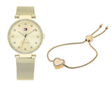 Tommy Hilfiger Lynn Quartz Gold Dial Gold Mesh Bracelet Watch For Women - 1781864