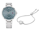 Tommy Hilfiger Angela Blue Dial Silver Steel Strap Watch for Women - 1782126