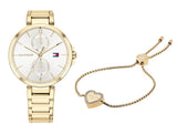 Tommy Hilfiger Angela White Dial Gold Steel Strap Watch for Women - 1782128