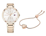 Tommy Hilfiger Angela Quartz White Dial Rose Gold Steel Strap Watch for Women - 1782124