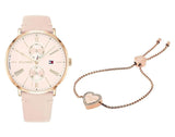 Tommy Hilfiger Jenna Analog Pink Dial Pink Leather Strap Watch for Women - 1782071