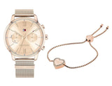 Tommy Hilfiger Blake Quartz Gold Dial Gold Mesh Bracelet Watch for Women - 1782303