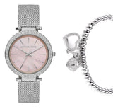 Michael Kors Darci Analog Pink Dial Silver Mesh Bracelet Watch For Women - MK4518