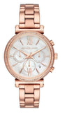 Michael Kors Sofie Chronograph Mother of Pearl White Dial Rose Gold Steel Strap Watch For Women - MK6576