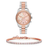 Michael Kors Lexington Chronograph Rose Gold Dial Two Tone Steel Strap Watch For Women - MK7219