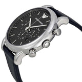 Emporio Armani Dress Analog Black Dial Black Leather Strap Watch For Men - AR8029