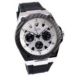 Guess Legacy White Dial Black Rubber Strap Watch For Men - W1049G3