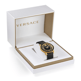 Versace Code Quartz Black Dial Black Leather Strap Watch For Men - VEPO00320