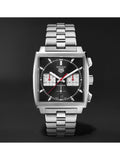 Tag Heuer Monaco Automatic Chronograph Black Dial Silver Steel Strap Watch for Men - CBL2113.BA0644