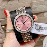 Michael Kors Darci Crystal Pink Dial Silver Stainless Steel Strap Watch for Women - MK3352