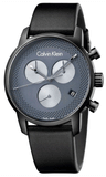 Calvin Klein City Chronograph Grey Dial Black Leather Strap Watch for Men - K2G177C3