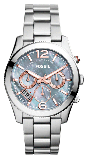 Fossil Perfect Boyfriend Mother of Pearl Blue Dial Silver Steel Strap Watch for Women - ES3880