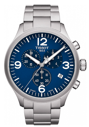 Tissot T Sport Chrono XL Chronograph Blue Dial Silver Steel Strap Watch For Men - T116.617.11.047.00