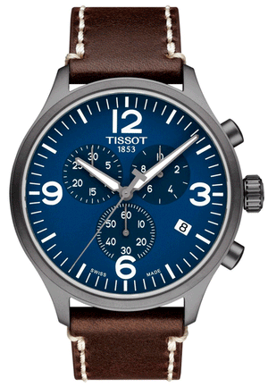 Tissot Chrono XL Blue Dial Brown Leather Strap Watch For Men - T116.617.36.047.00