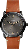 Fossil Commuter Three Hand Date Black Dial Brown Leather Strap Watch for Men - FS5276