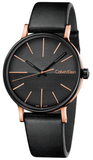 Calvin Klein Boost Black Dial Black Leather Strap Watch for Men - K7Y21TCZ