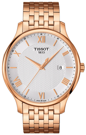 Tissot T Classic Tradition White Dial Rose Gold Steel Strap Watch For Women - T063.610.33.038.00