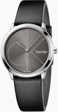 Calvin Klein Minimal Grey Dial Black Leather Strap Watch for Men - K3M221C3
