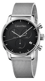 Calvin Klein City Chronograph Black Dial Silver Mesh Bracelet Watch for Men - K2G27121