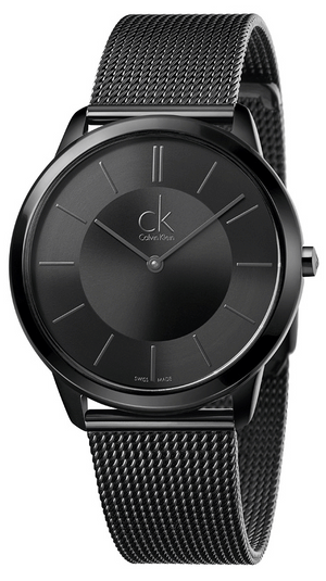 Calvin Klein Minimal Black Dial Black Mesh Bracelet Watch for Men - K3M214B1