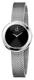 Calvin Klein Firm Black Dial Silver Mesh Bracelet Watch for Women - K3N23121